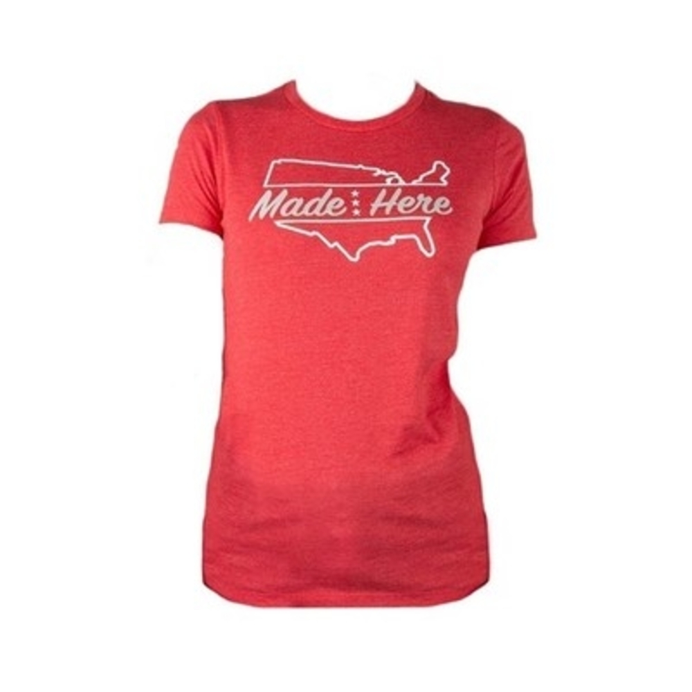 MADE HERE Cross Country Women's Tee XL Heather Strawberry White Cotton NWOT